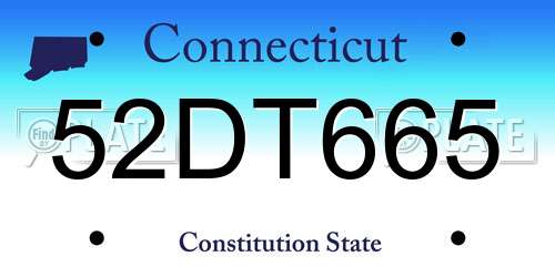 52DT665 Connecticut License Plate