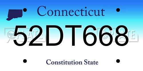 52DT668 Connecticut License Plate