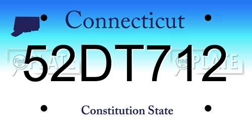 52DT712 Connecticut License Plate