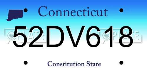 52DV618 Connecticut License Plate