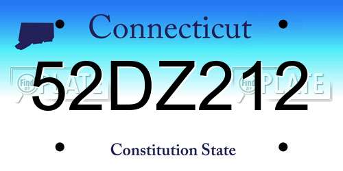 52DZ212 Connecticut License Plate