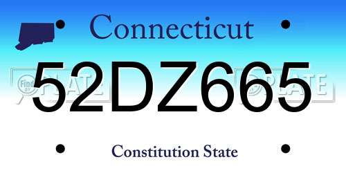 52DZ665 Connecticut License Plate