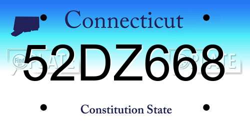52DZ668 Connecticut License Plate