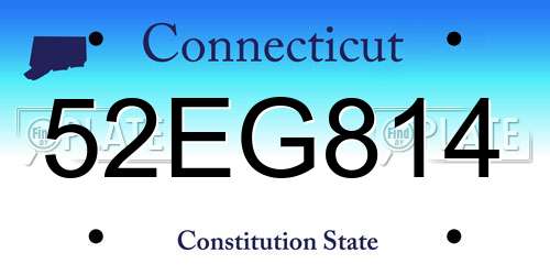 52EG814 Connecticut License Plate