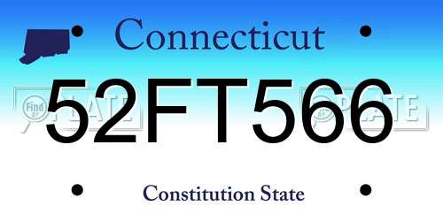 52FT566 Connecticut License Plate