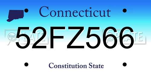 52FZ566 Connecticut License Plate