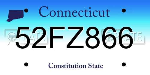 52FZ866 Connecticut License Plate