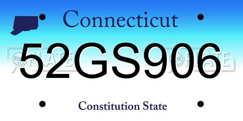52GS906 Connecticut License Plate