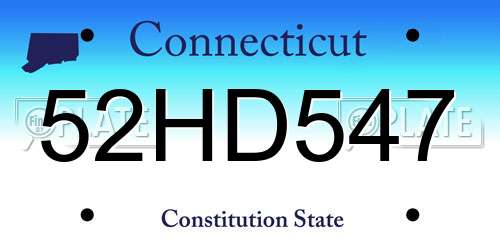 52HD547 Connecticut License Plate