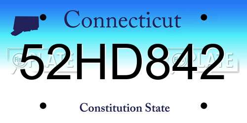 52HD842 Connecticut License Plate