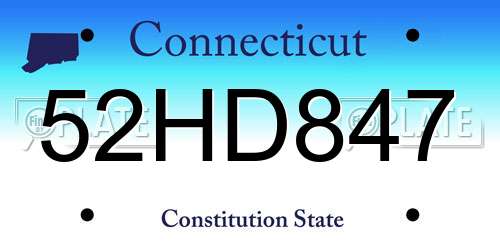52HD847 Connecticut License Plate