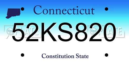 52KS820 Connecticut License Plate