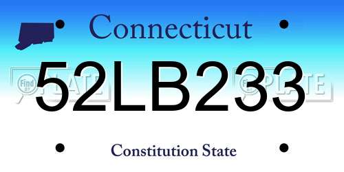 52LB233 Connecticut License Plate