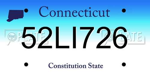 52LI726 Connecticut License Plate