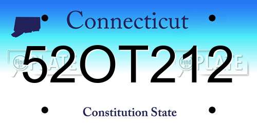 52OT212 Connecticut License Plate