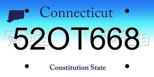 52OT668 Connecticut License Plate