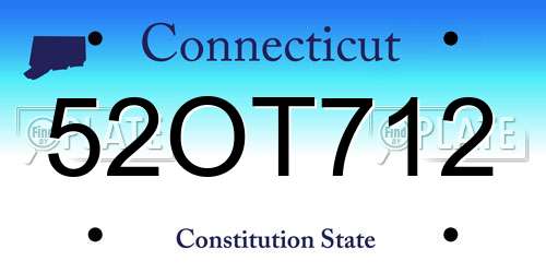 52OT712 Connecticut License Plate