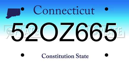 52OZ665 Connecticut License Plate