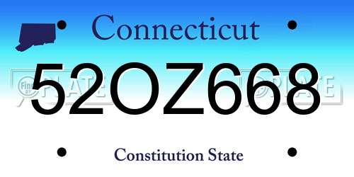 52OZ668 Connecticut License Plate