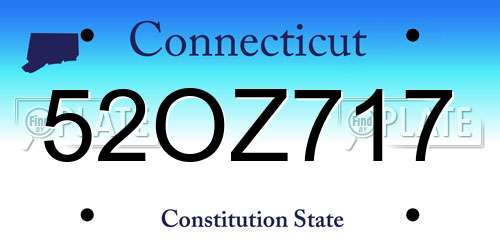 52OZ717 Connecticut License Plate