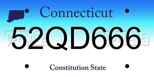 52QD666 Connecticut License Plate