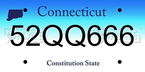 52QQ666 Connecticut License Plate