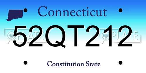 52QT212 Connecticut License Plate