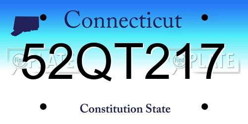 52QT217 Connecticut License Plate