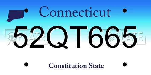52QT665 Connecticut License Plate