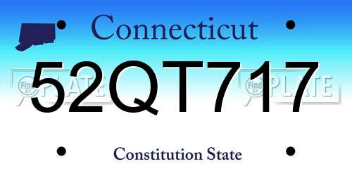 52QT717 Connecticut License Plate
