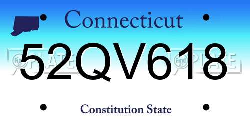 52QV618 Connecticut License Plate