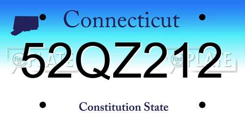 52QZ212 Connecticut License Plate