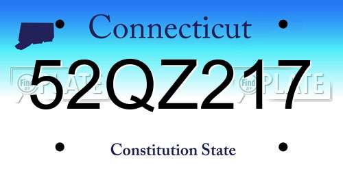 52QZ217 Connecticut License Plate