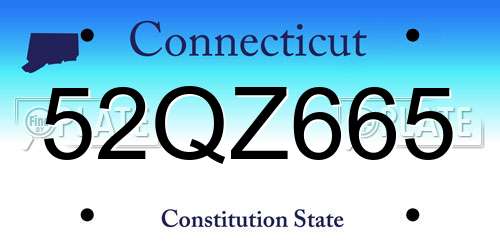 52QZ665 Connecticut License Plate