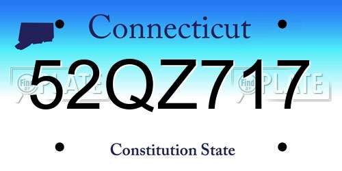 52QZ717 Connecticut License Plate