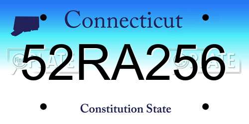 52RA256 Connecticut License Plate