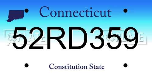 52RD359 Connecticut License Plate