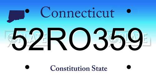 52RO359 Connecticut License Plate