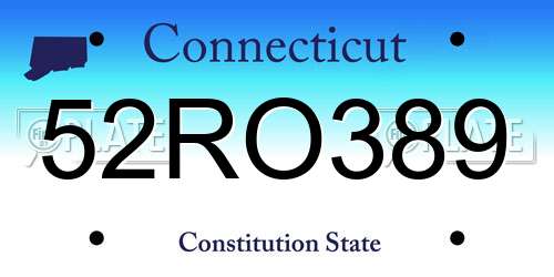 52RO389 Connecticut License Plate