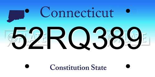 52RQ389 Connecticut License Plate
