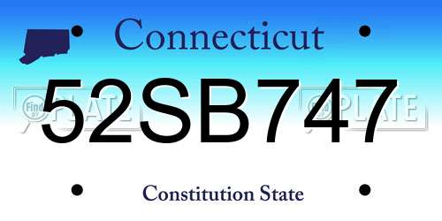 52SB747 Connecticut License Plate