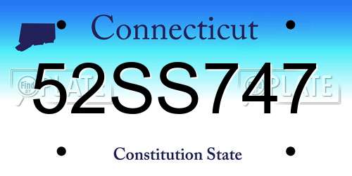 52SS747 Connecticut License Plate