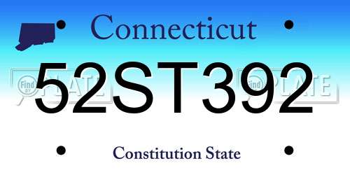 52ST392 Connecticut License Plate