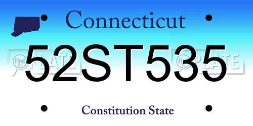 52ST535 Connecticut License Plate
