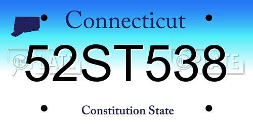 52ST538 Connecticut License Plate