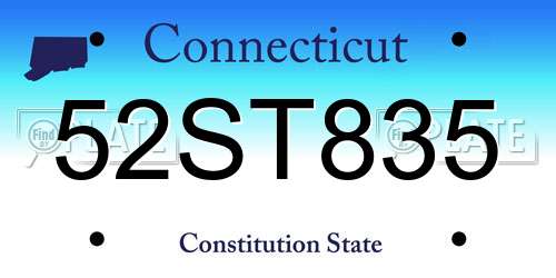 52ST835 Connecticut License Plate