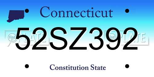 52SZ392 Connecticut License Plate