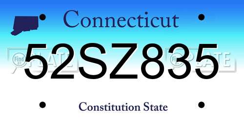 52SZ835 Connecticut License Plate