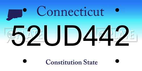 52UD442 Connecticut License Plate