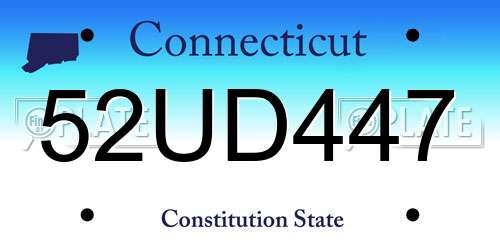52UD447 Connecticut License Plate